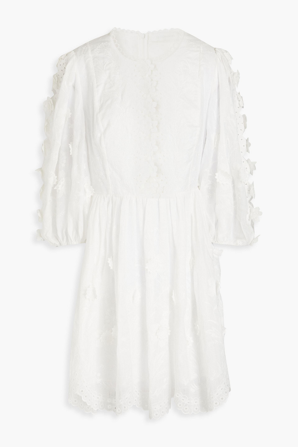 Zimmermann Rosa Cutout Embroidered Ramie Mini Dress In White