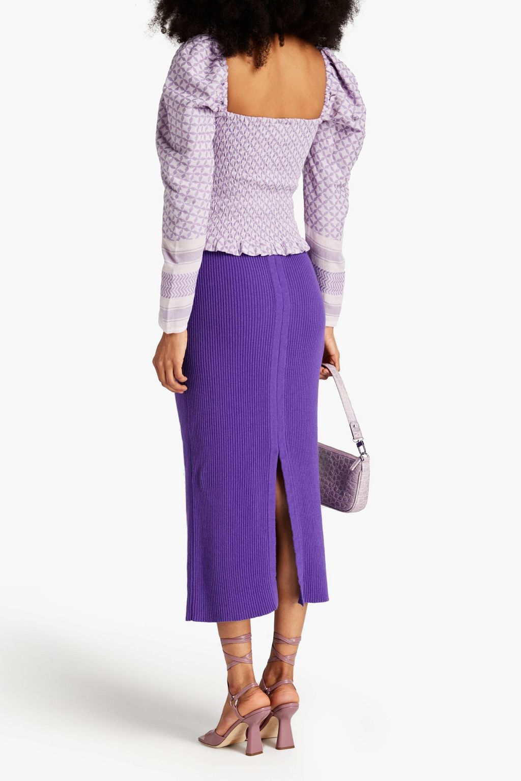 SUMMERY COPENHAGEN Thea shirred cotton-jacquard top