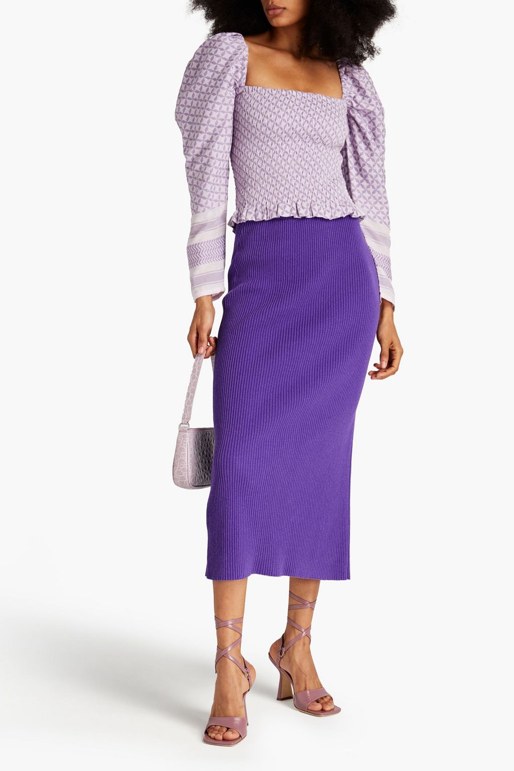 SUMMERY COPENHAGEN Thea shirred cotton-jacquard top