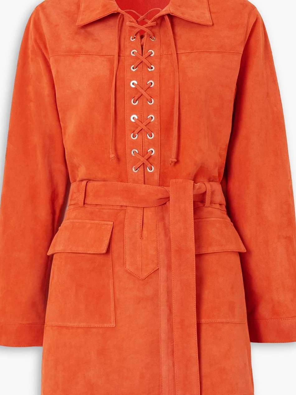 akos belted lace-up suede mini dress