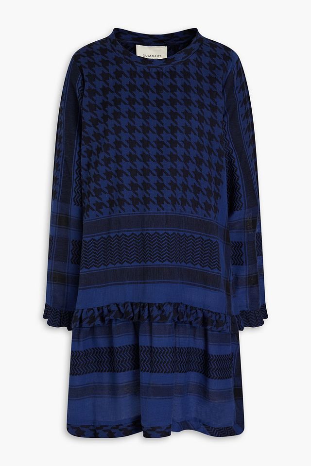 Evelyn gathered cotton-jacquard mini dress