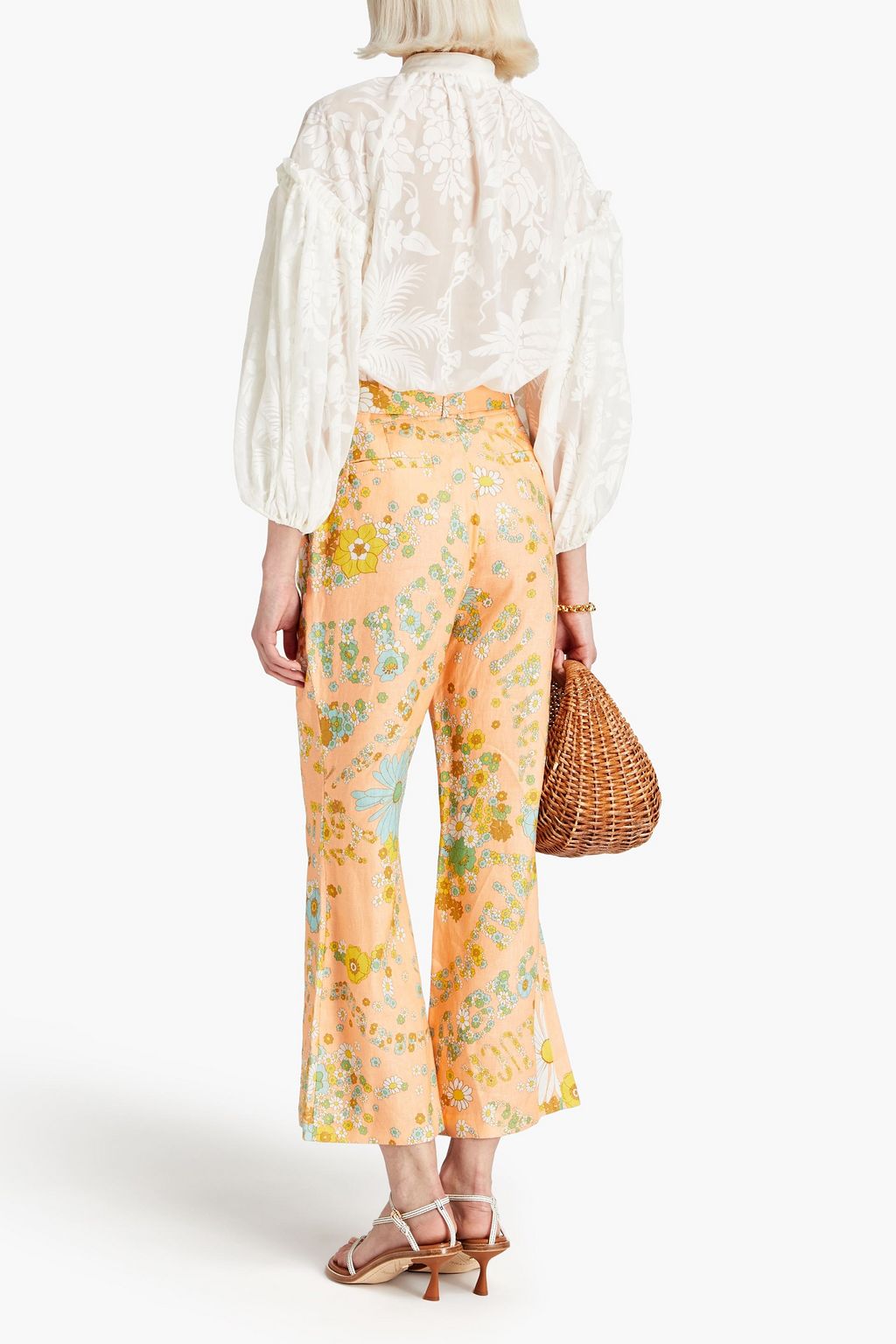 ZIMMERMANN Floral-print linen kick-flare pants