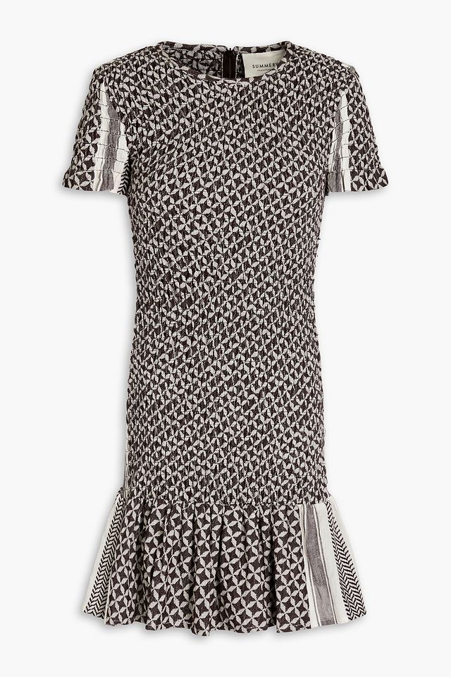 Celine shirred cotton-jacquard mini dress