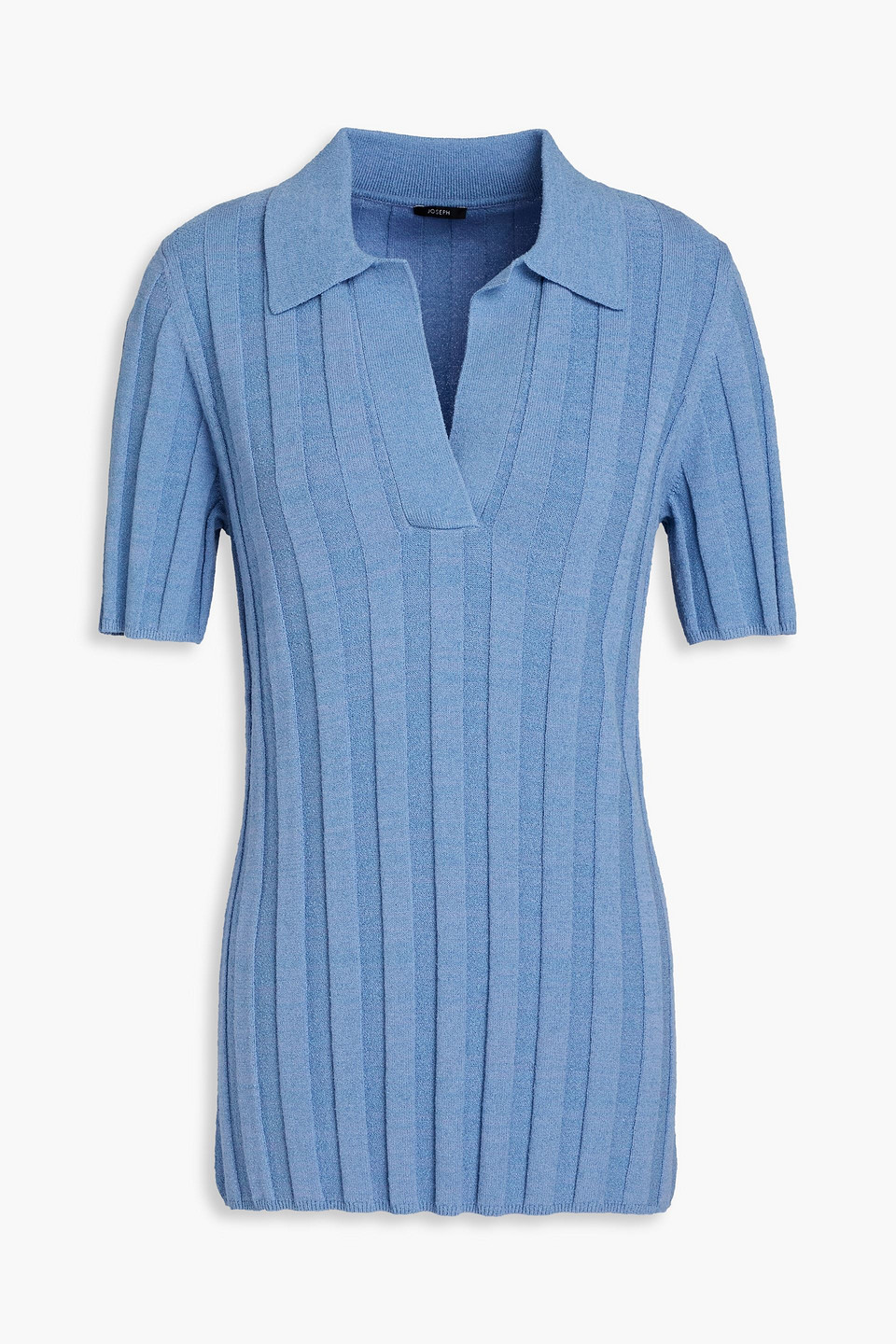 Joseph Ribbed-knit Polo Shirt In Light Blue