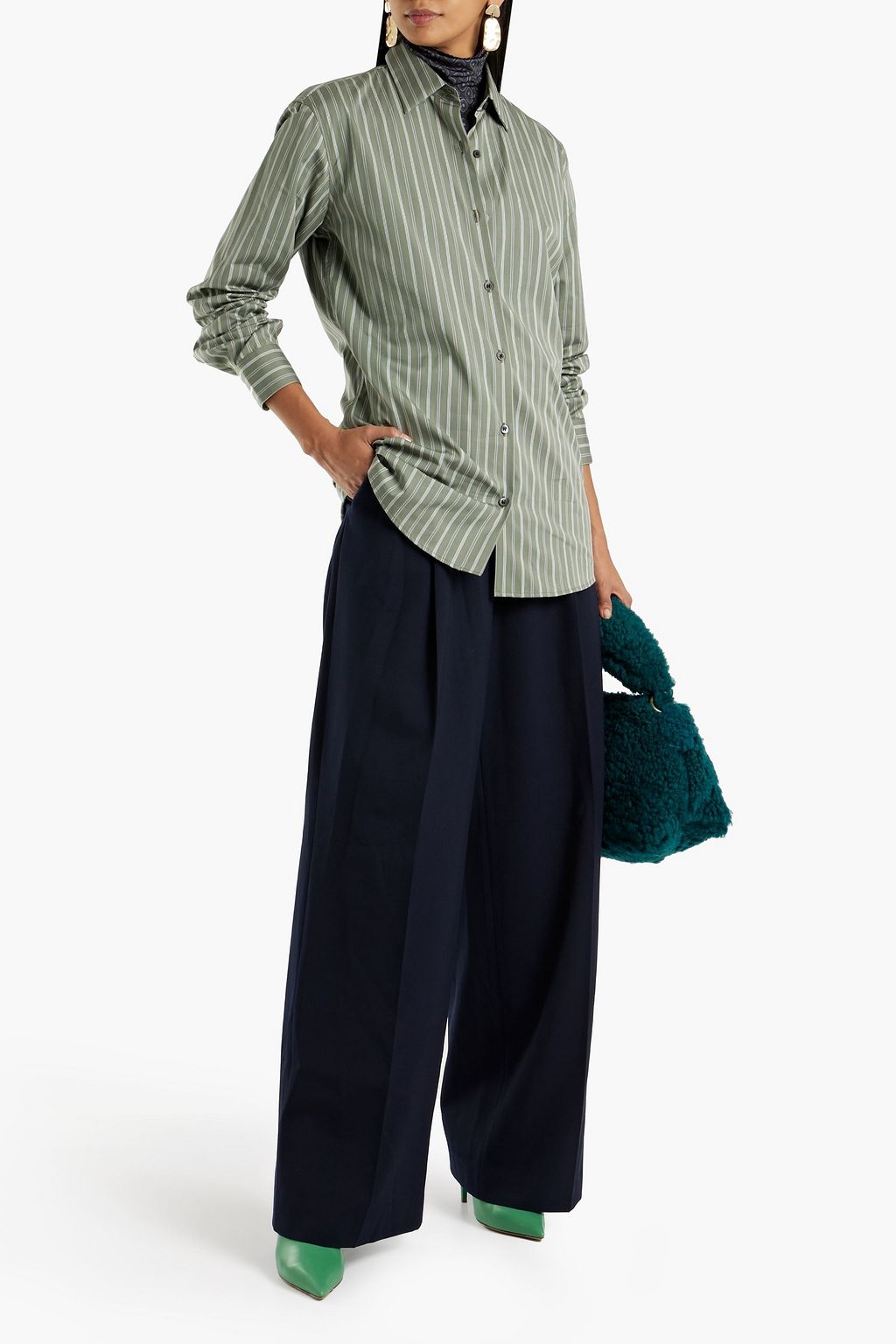 DRIES VAN NOTEN Pleated twill wide-leg pants