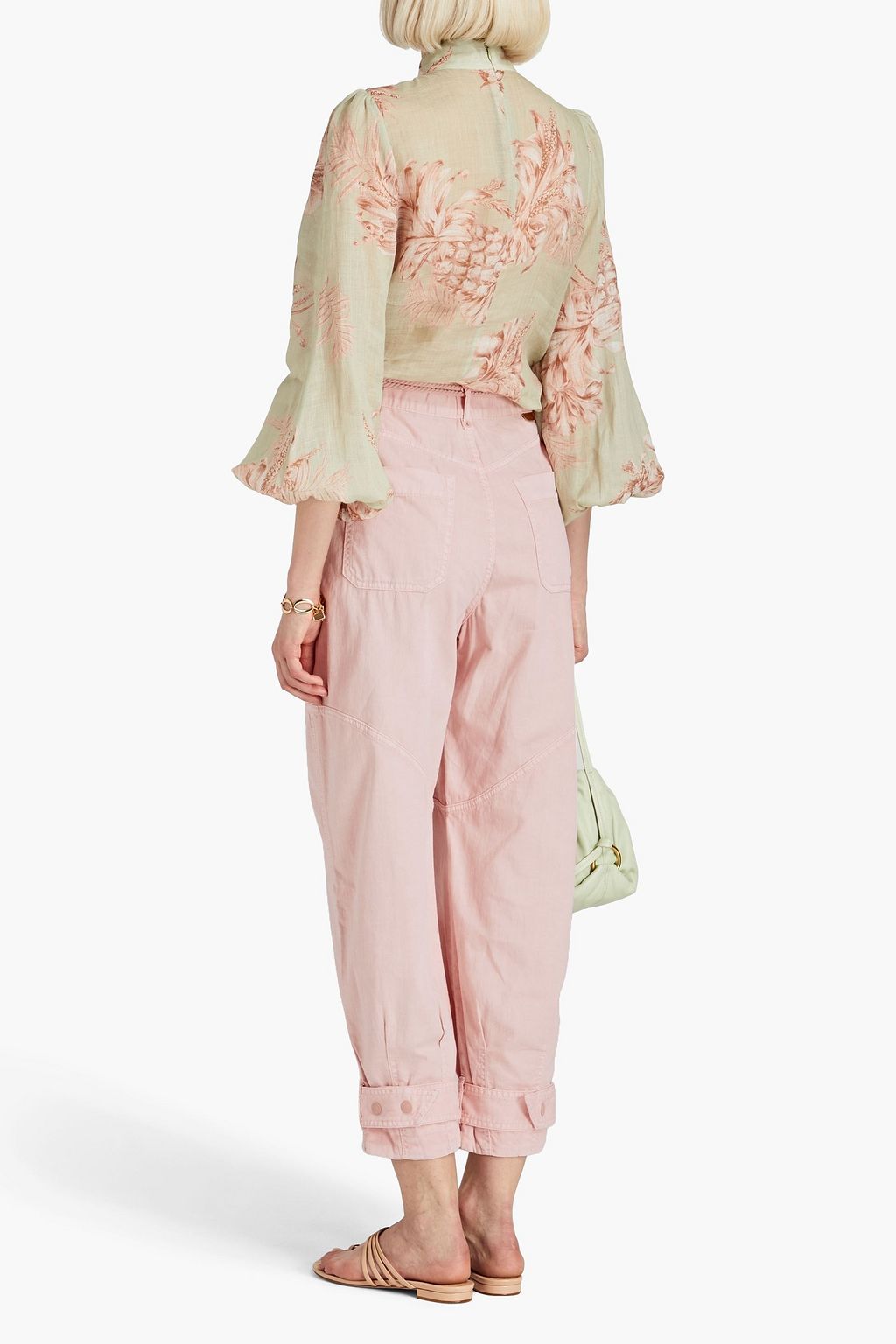 ZIMMERMANN Tropicana Cropped Karottenhose aus Twill aus einer Baumwoll-Leinenmischung