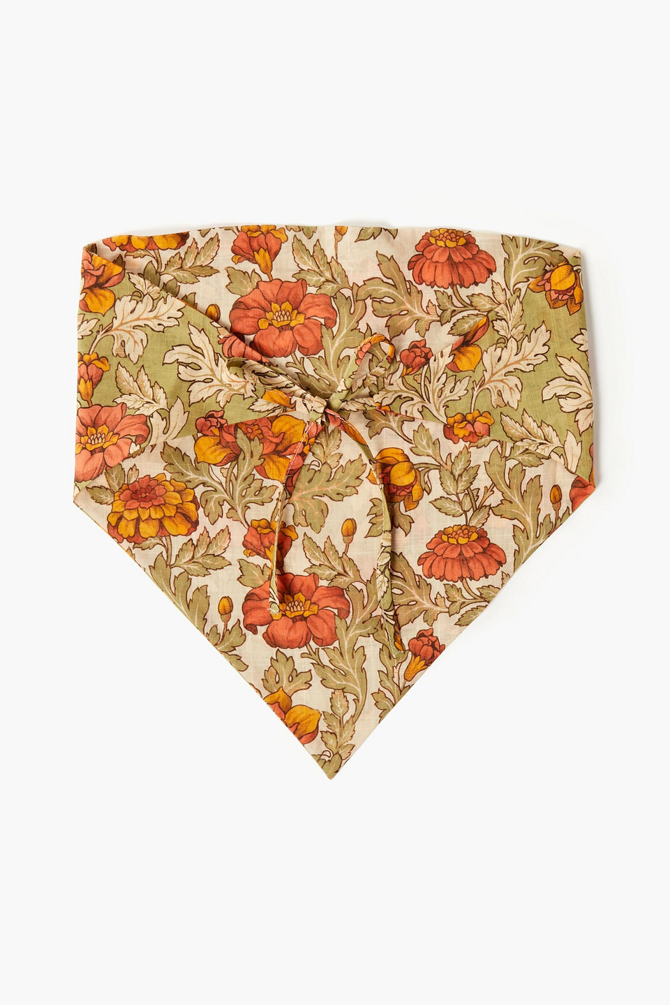 Floral-print cotton headscarf