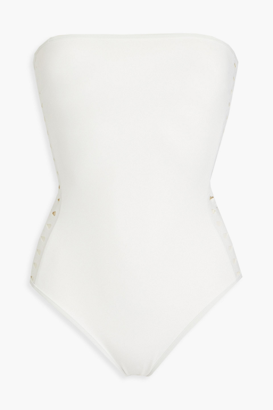 Zimmermann Lola Laser-cut Bandeau Swimsuit In Ivory