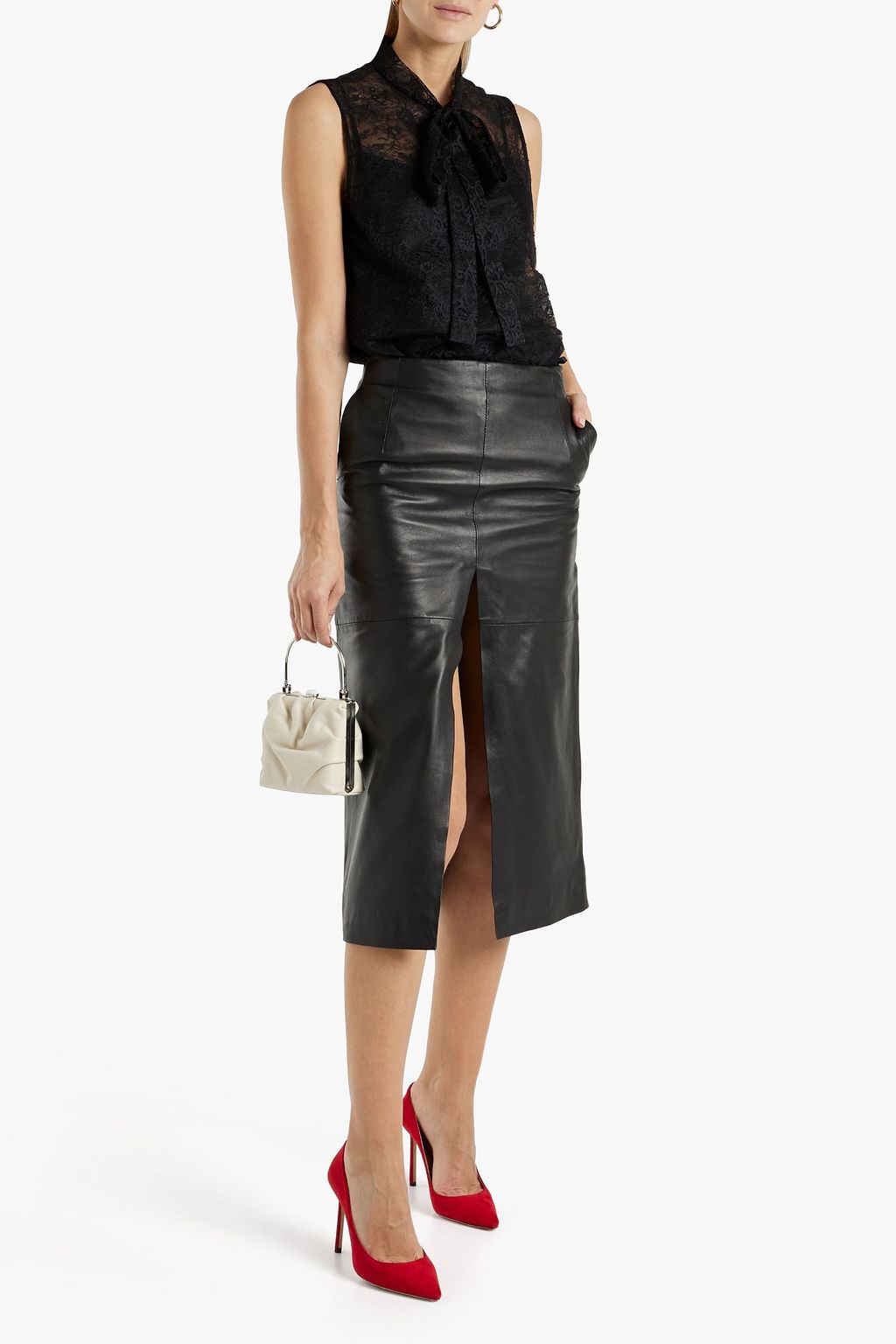OSCAR DE LA RENTA Pussy-bow silk-lace top