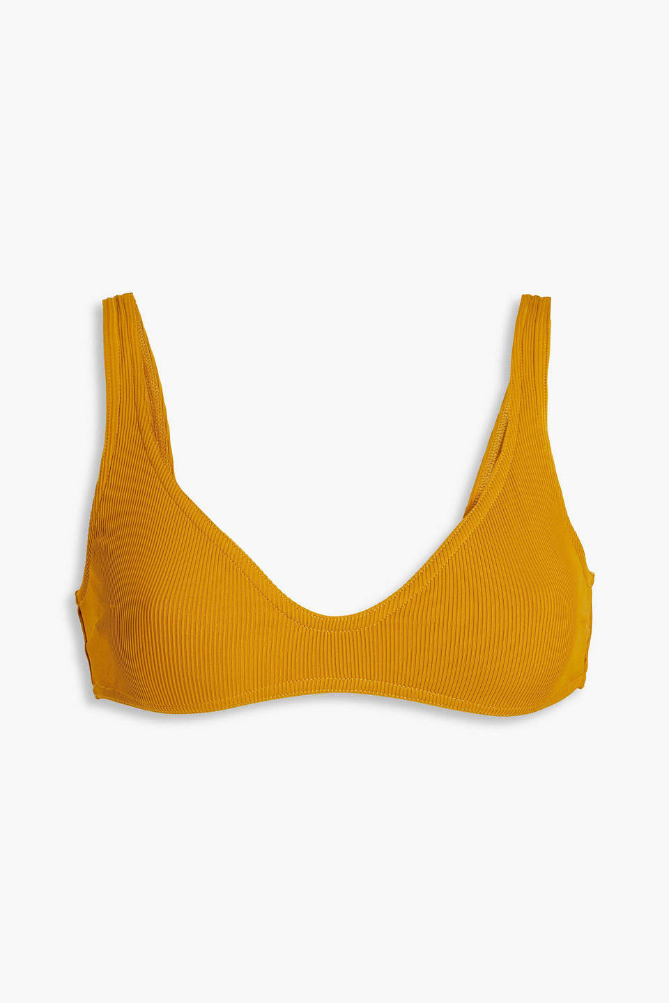 Zimmermann Separates Textured Ribbed Bikini Top In Mustard