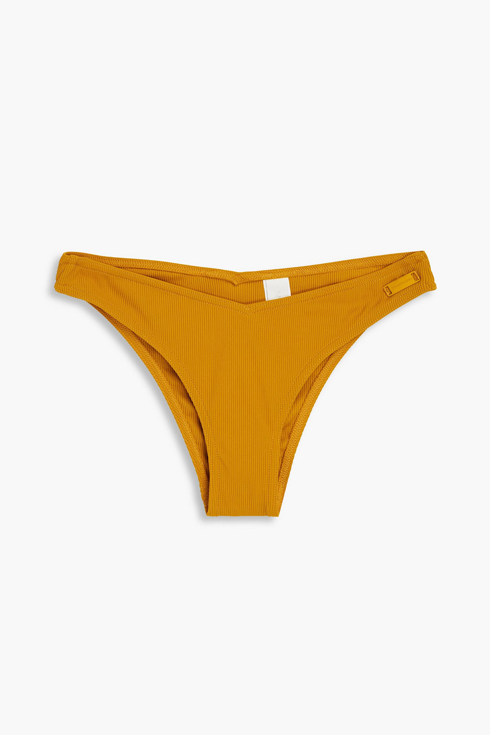 Zimmermann Separates Texture Ribbed Low-rise Bikini Briefs In Mustard