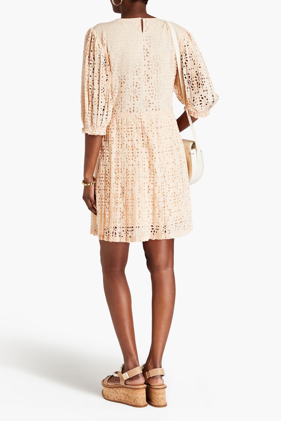 SEE BY CHLOÉ Pleated lasercut crepe de chine mini dress THE