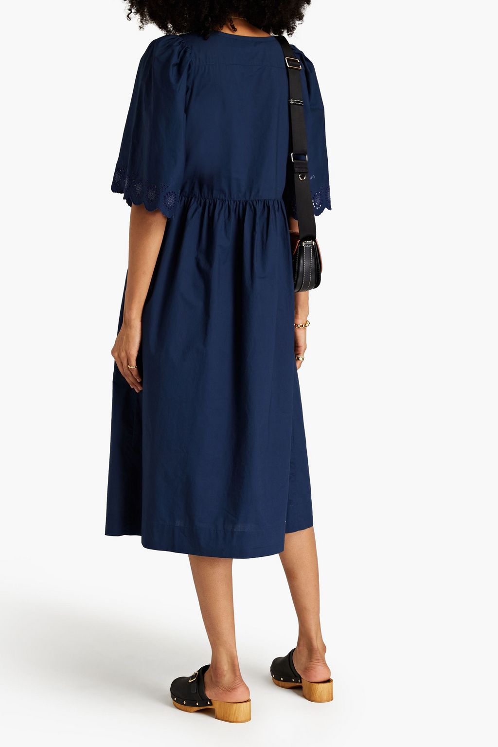 SEE BY CHLOÉ Broderie anglaise-trimmed cotton-poplin midi dress
