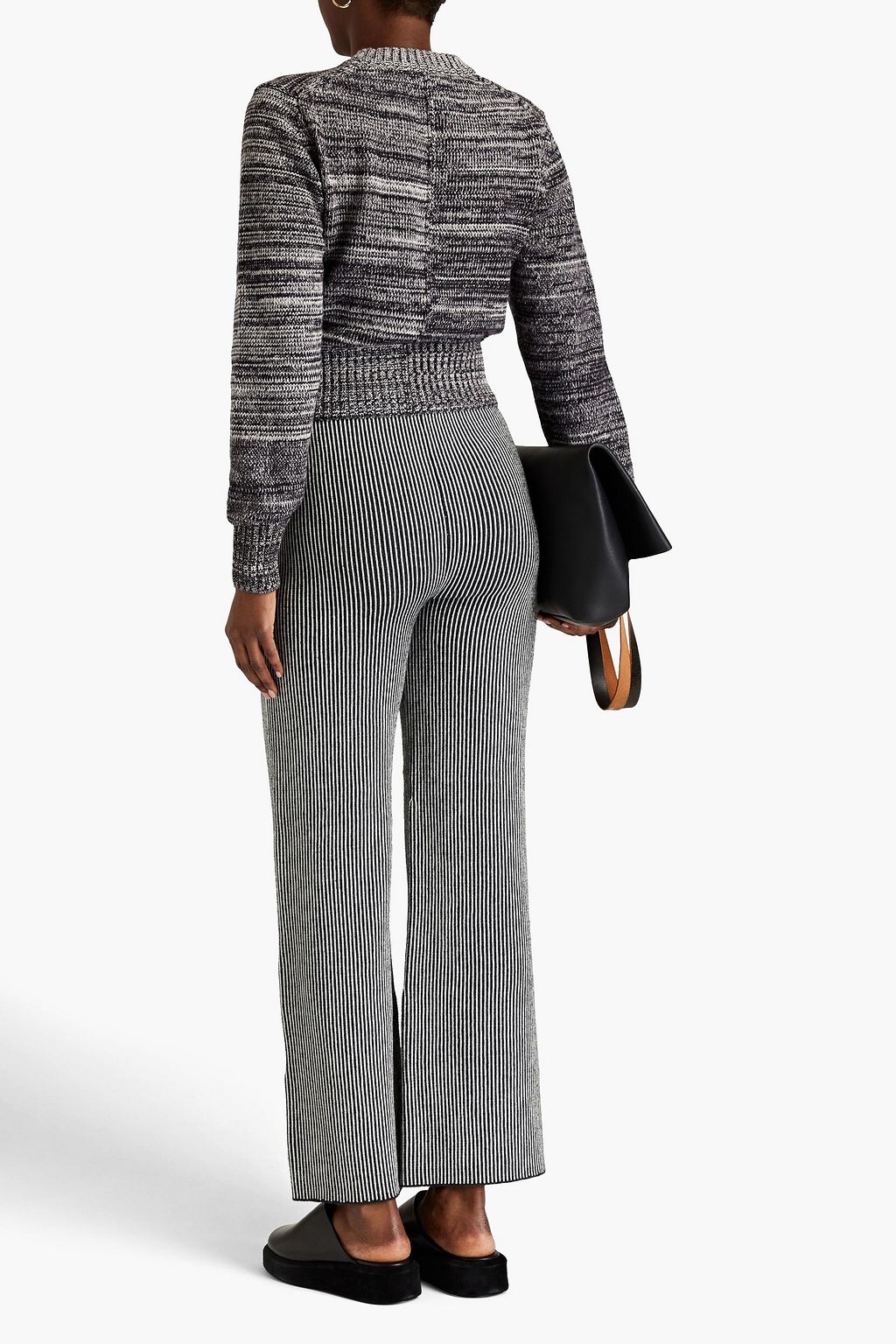 JOSEPH Cropped marled cotton-blend sweater