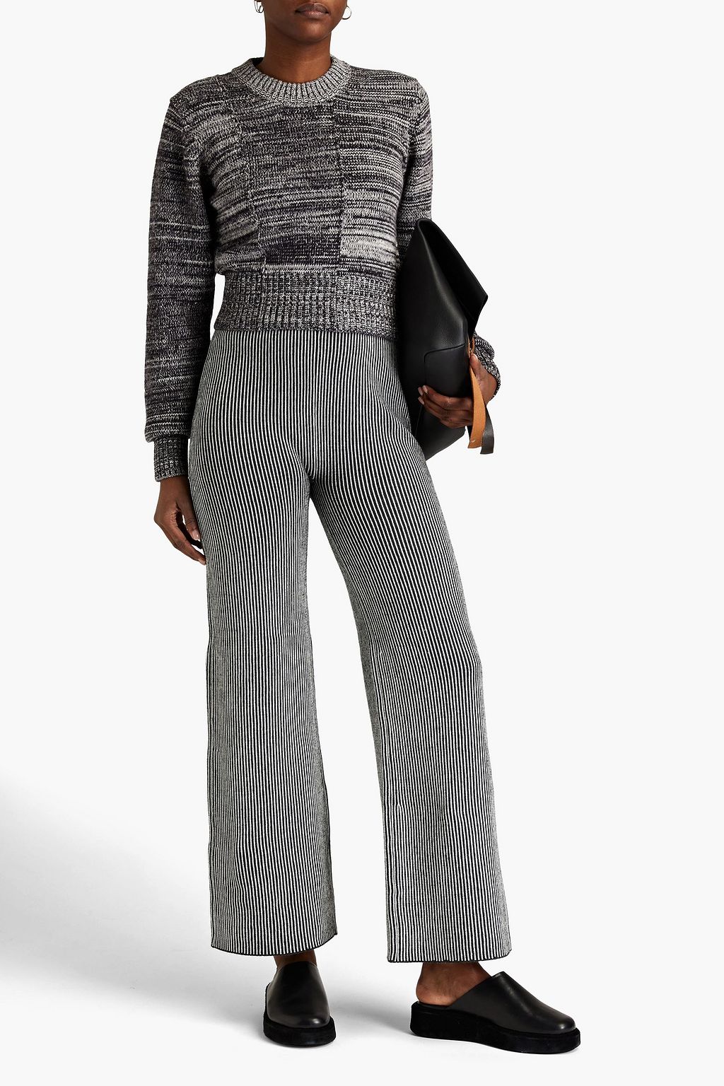 JOSEPH Cropped marled cotton-blend sweater