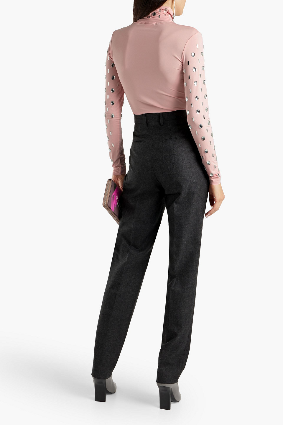 Dries Van Noten Perse Wool-crepe Straight-leg Pants In Charcoal