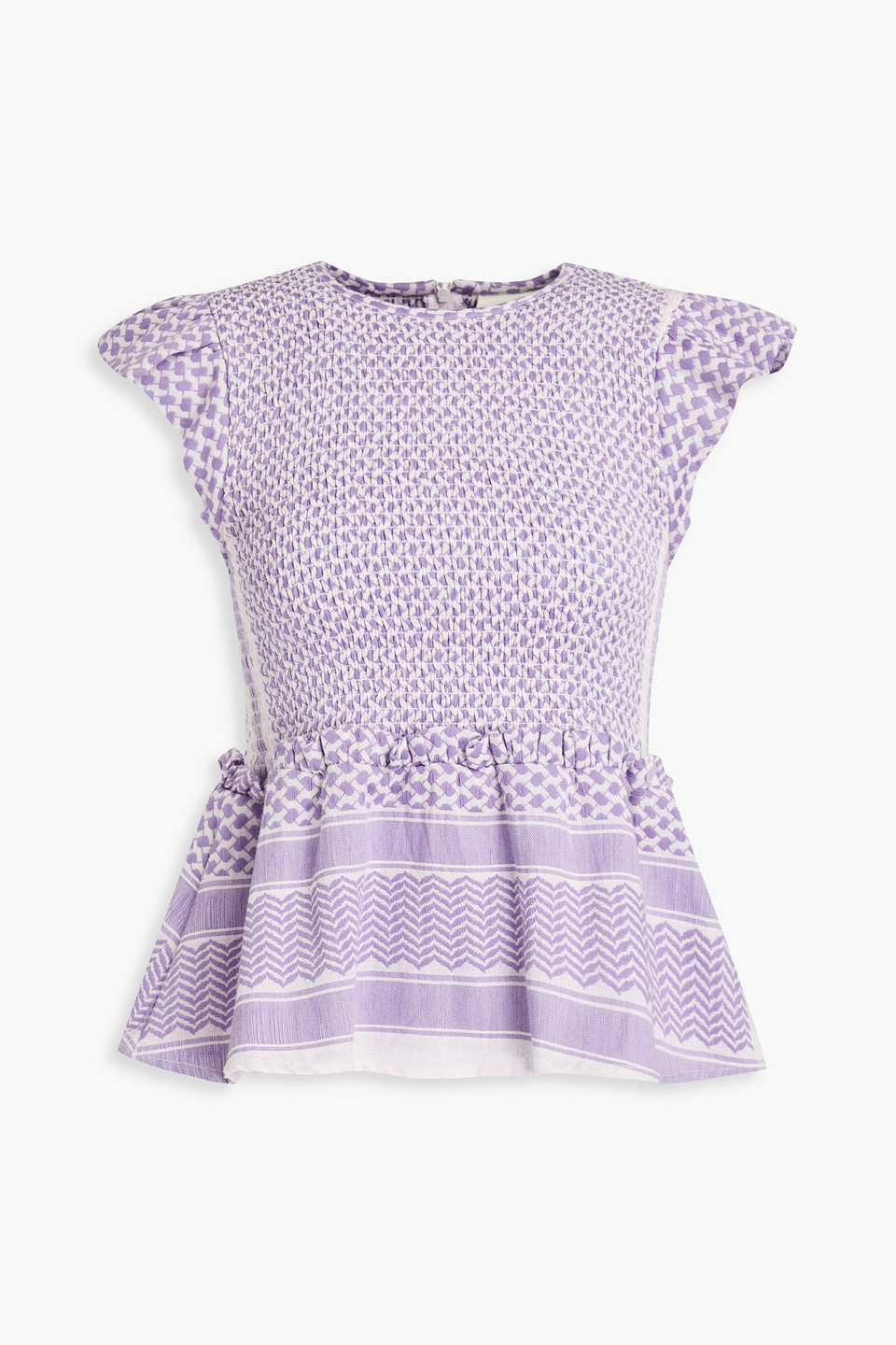 Summery Copenhagen Luna Gathered Cotton-jacquard Top In Purple