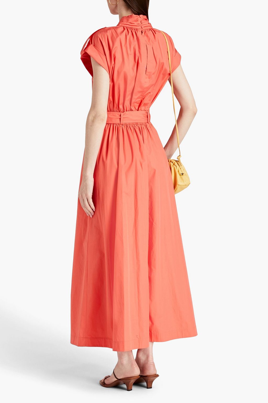 DEREK LAM 10 CROSBY 랩 스타일 개더 장식 코튼 포플린 드레스