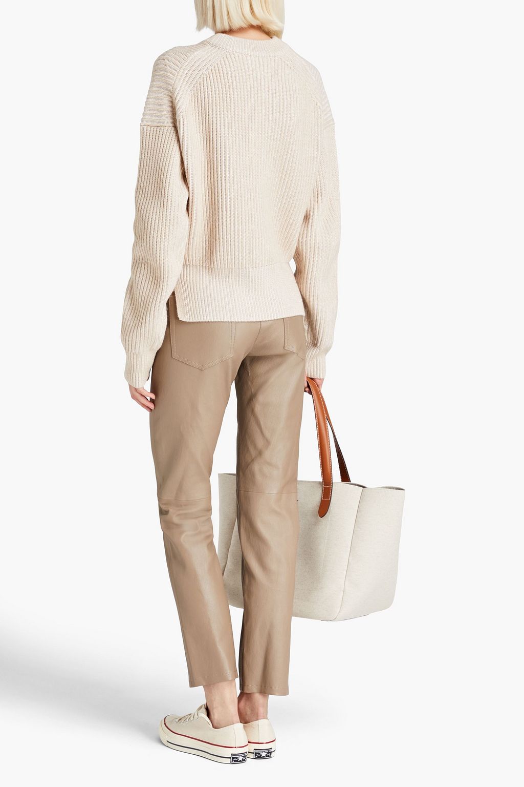 JOSEPH Ribbed cotton, wool and cashmere-blend sweater