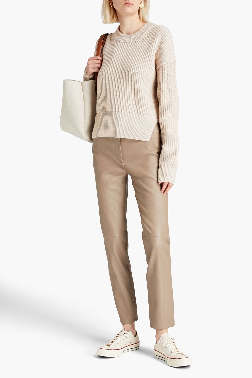 JOSEPH Ribbed cotton, wool and cashmere-blend sweater