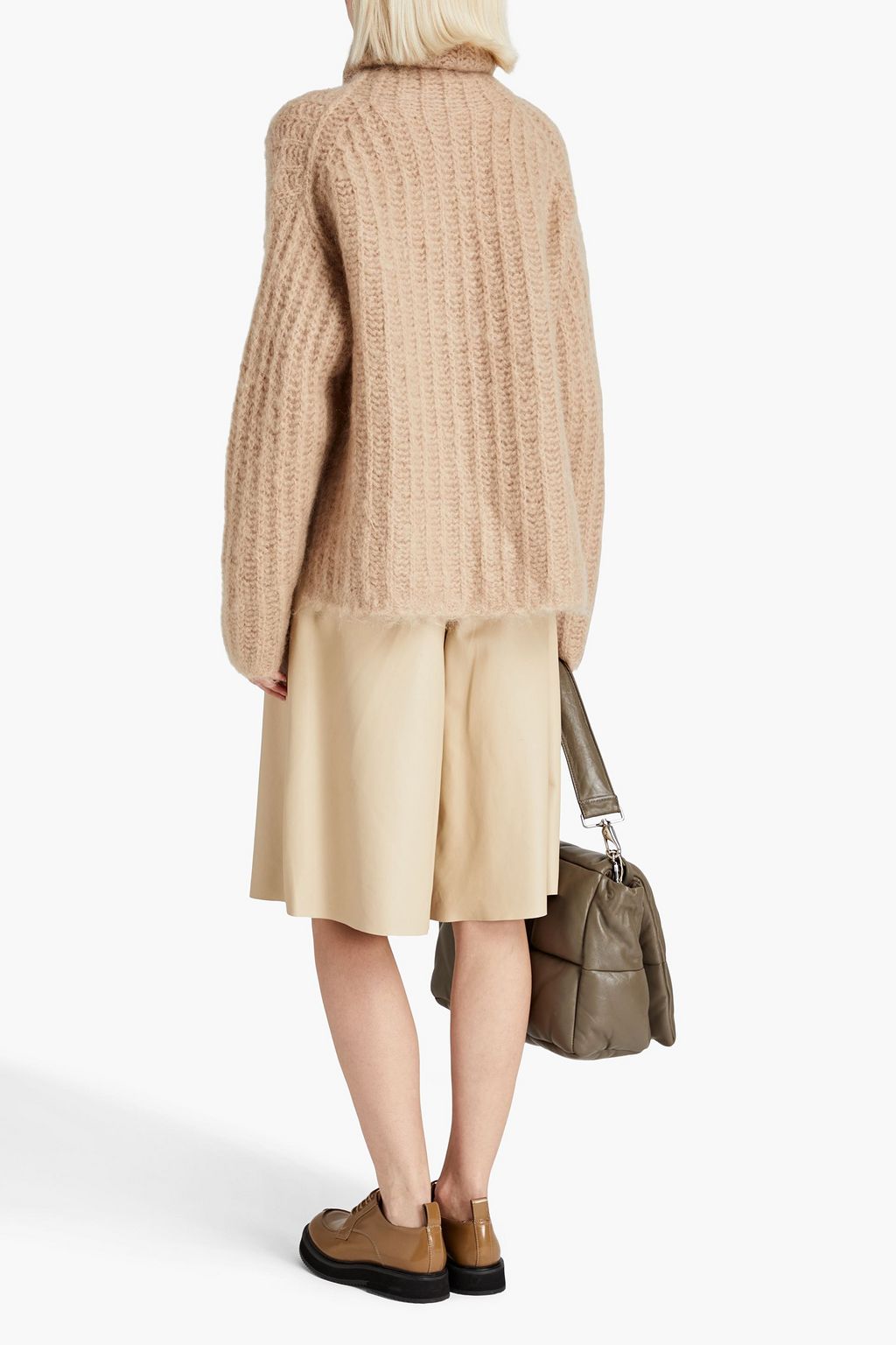 JOSEPH Brushed ribbed mohair-blend turtleneck sweater
