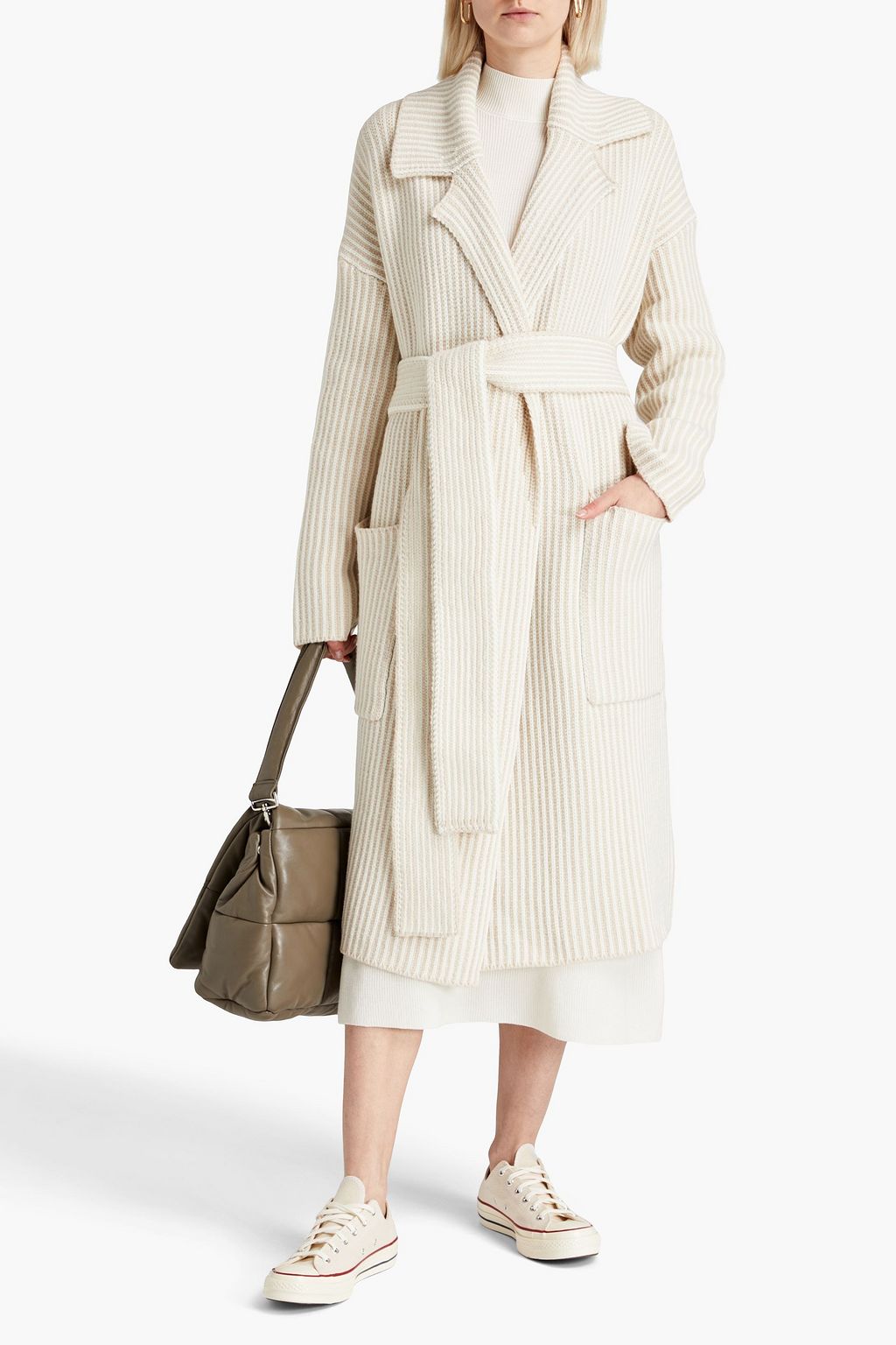 JOSEPH Striped merino woolblend coat THE