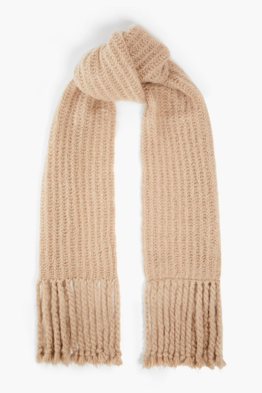 Oversized Scarf Beige, Light Brown and Off-White Wool and Mohair Blend