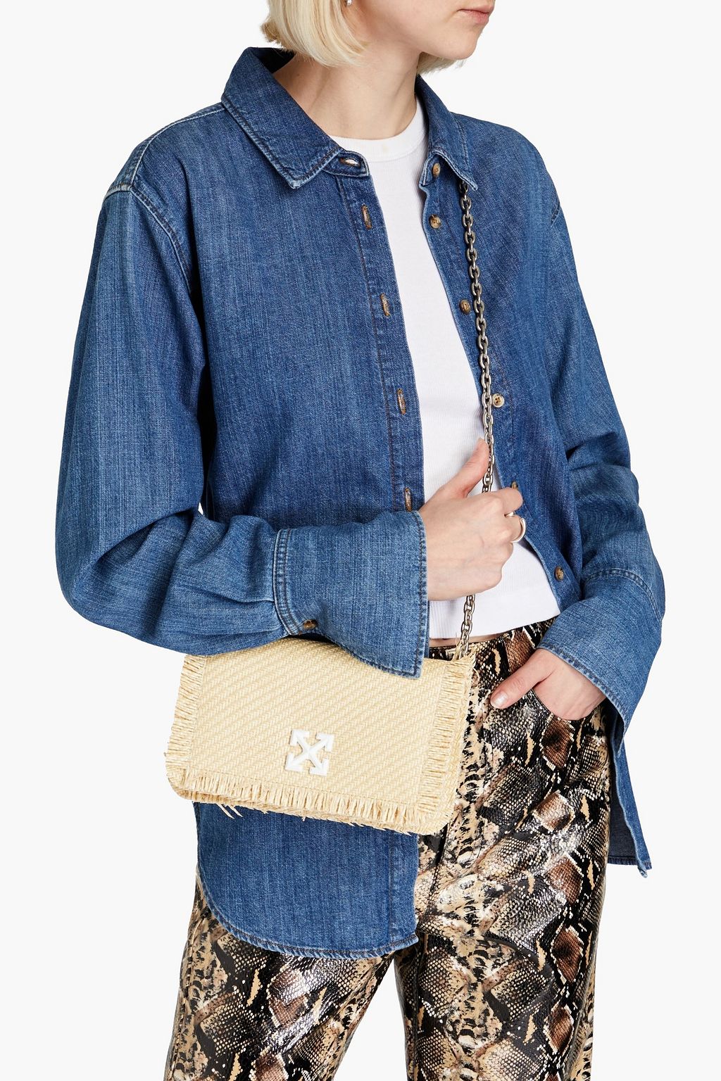 OFF-WHITE™ Jitney 0.5 faux raffia shoulder bag