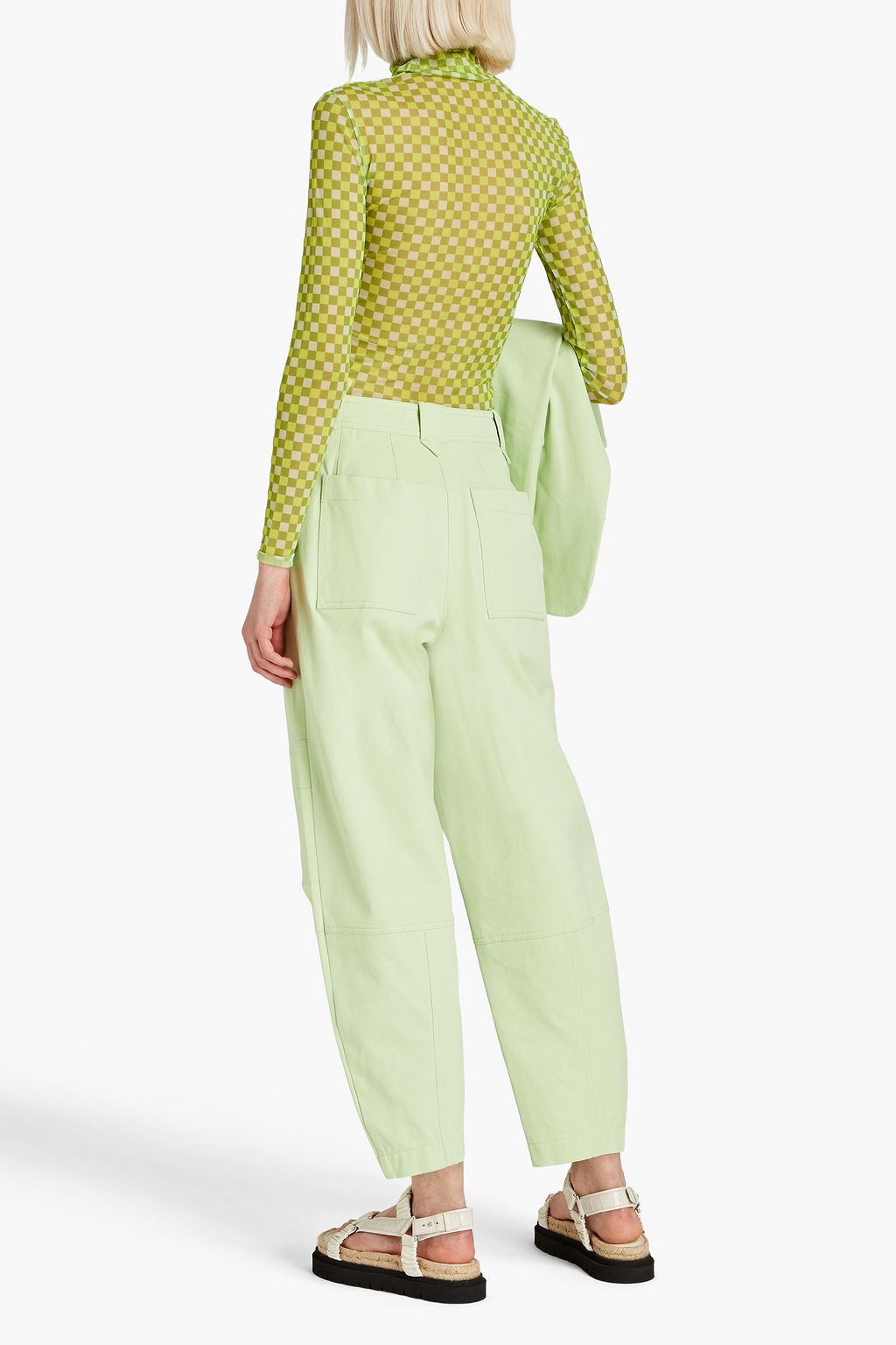 DEREK LAM 10 CROSBY 코튼 혼방 트윌 테이퍼드 팬츠