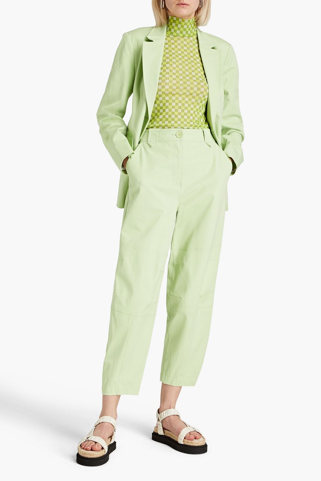DEREK LAM 10 CROSBY 코튼 혼방 트윌 테이퍼드 팬츠
