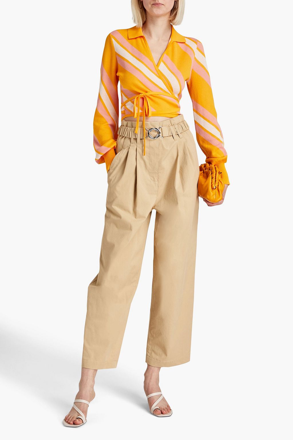 DEREK LAM 10 CROSBY Atto pleated cotton-blend twill wide-leg pants
