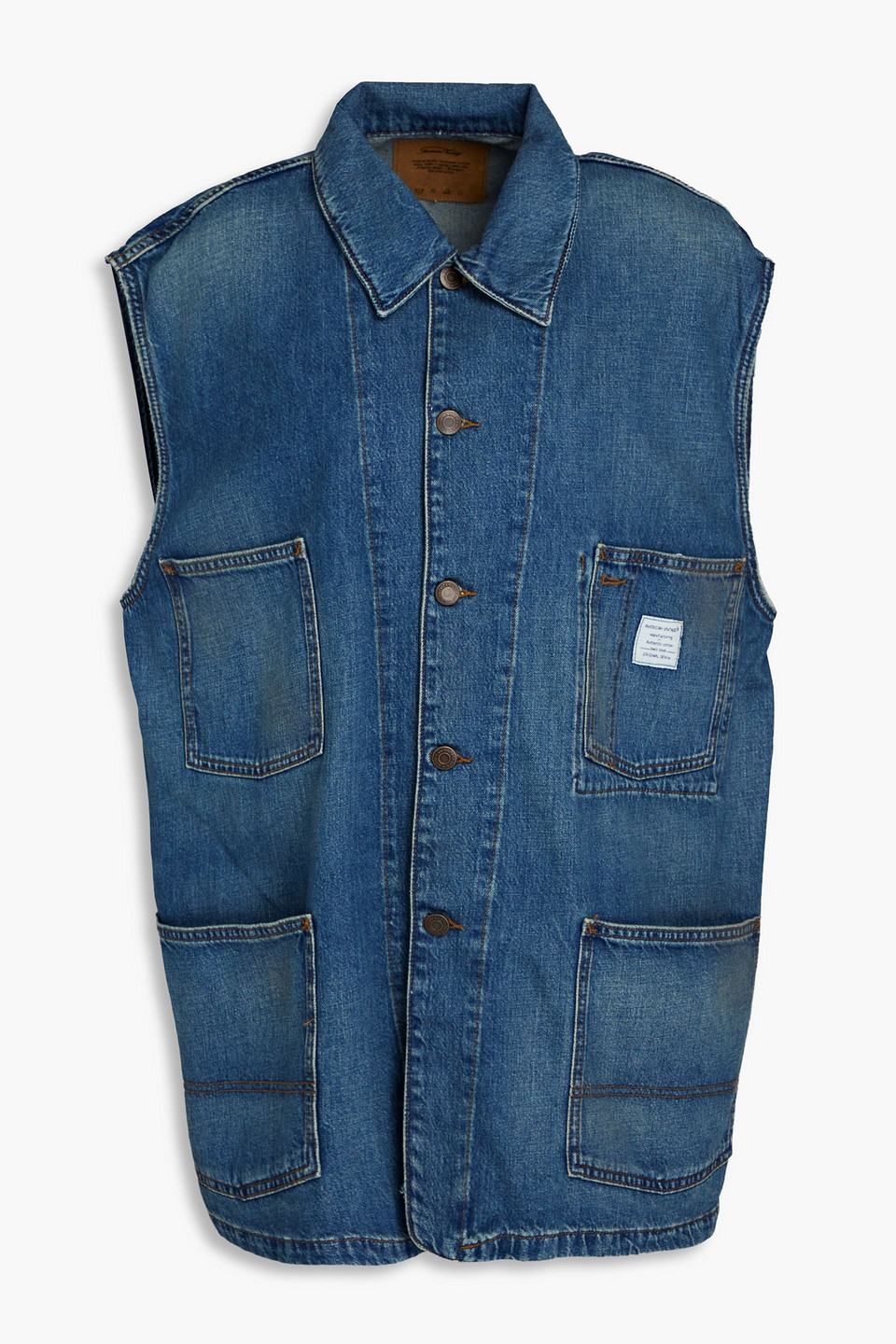 American Vintage Faded Denim Waistcoat In Blue