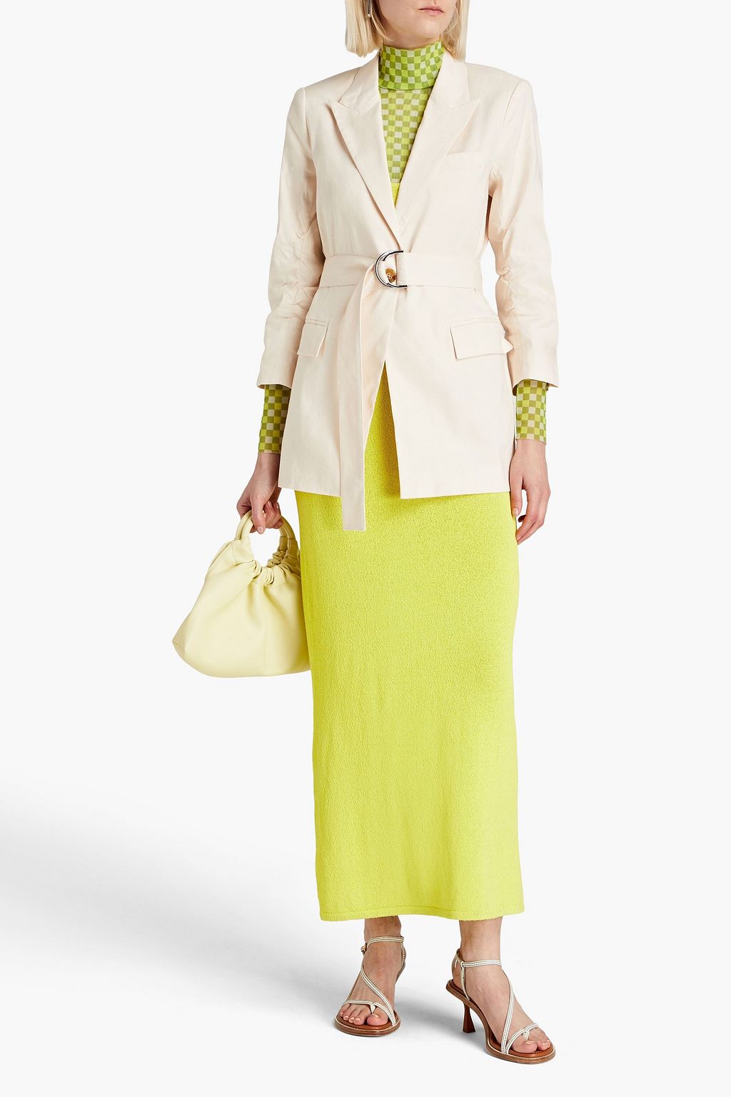 DEREK LAM 10 CROSBY بليزر «هاريسون» من مزيج الكتان مزوّد بحزام مميز بثنيات