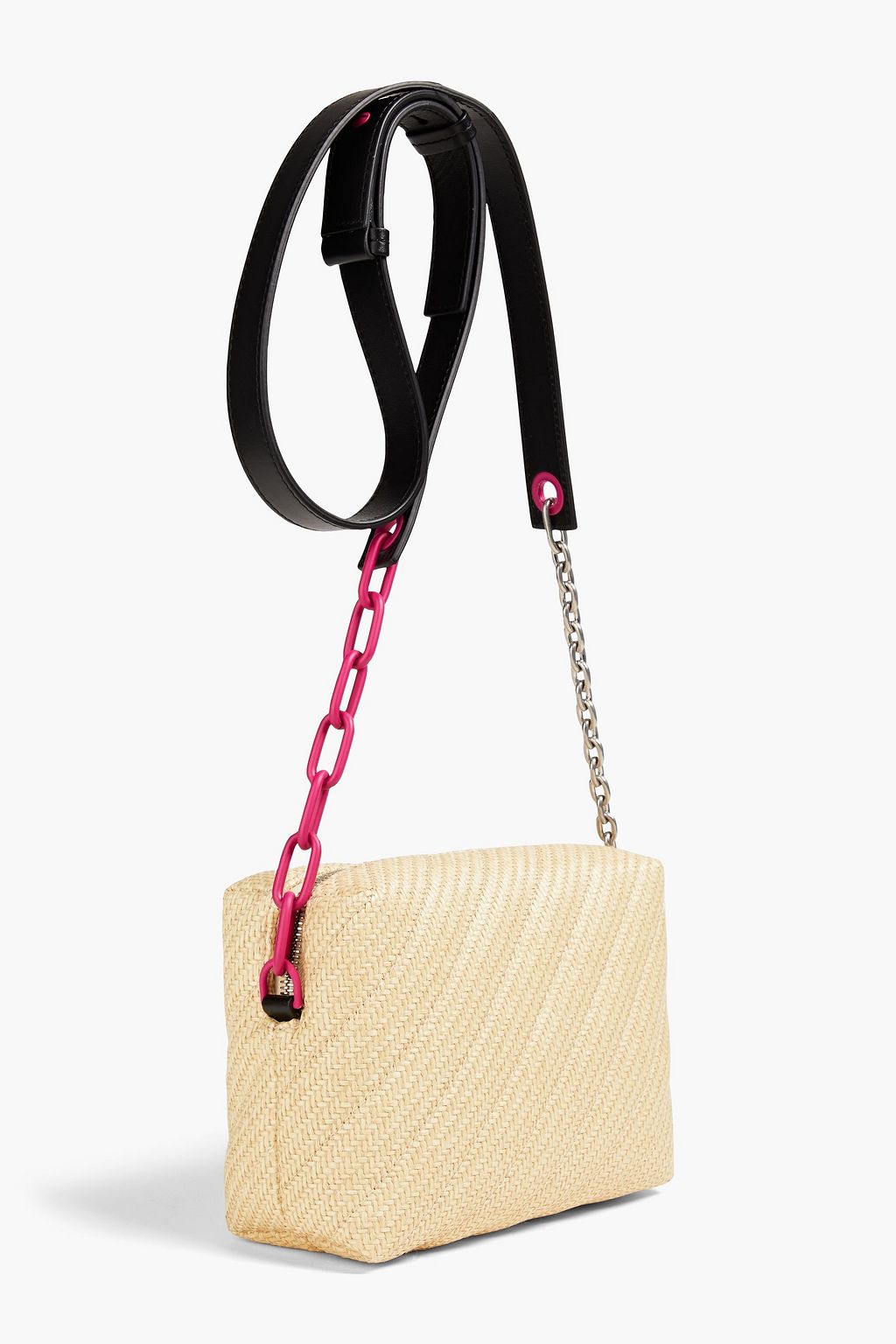 OFF-WHITE™ Jackhammer quilted faux raffia shoulder bag