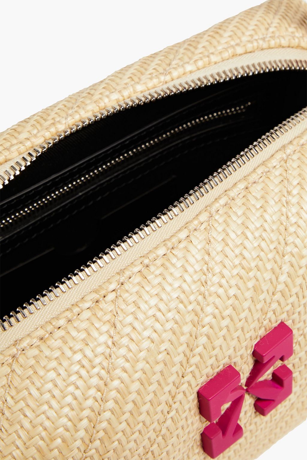 OFF-WHITE™ Jackhammer quilted faux raffia shoulder bag