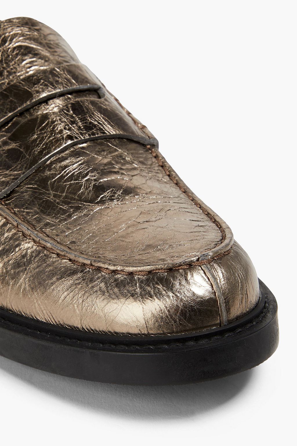 TOD'S Metallic crinkled-leather loafers
