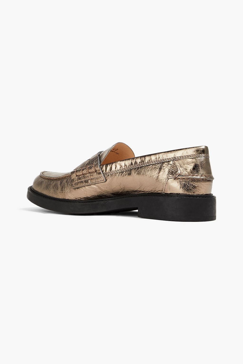 TOD'S Metallic crinkled-leather loafers
