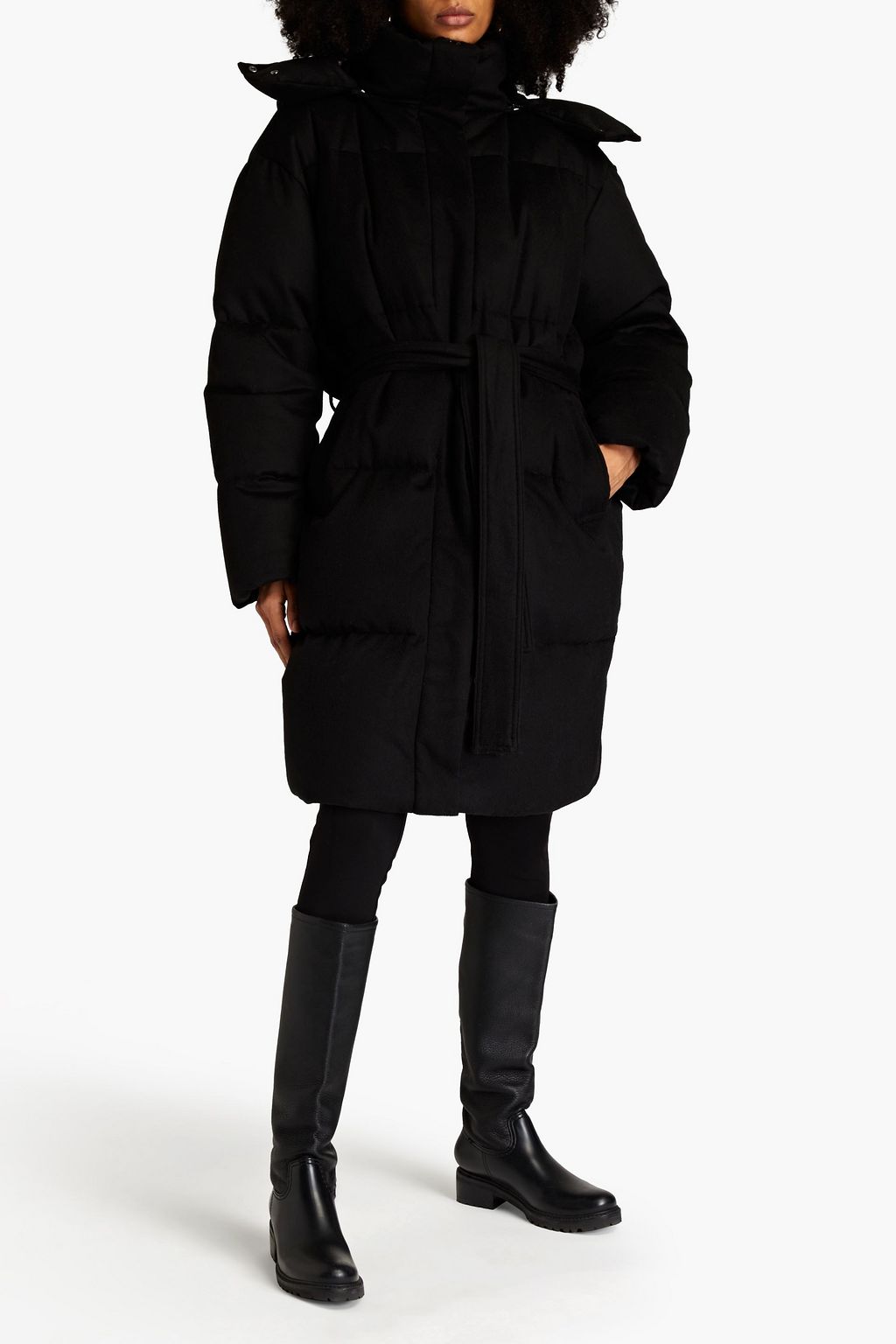 JOSEPH Celida quilted brushed wool, Tencel and cashmere-blend flannel coat