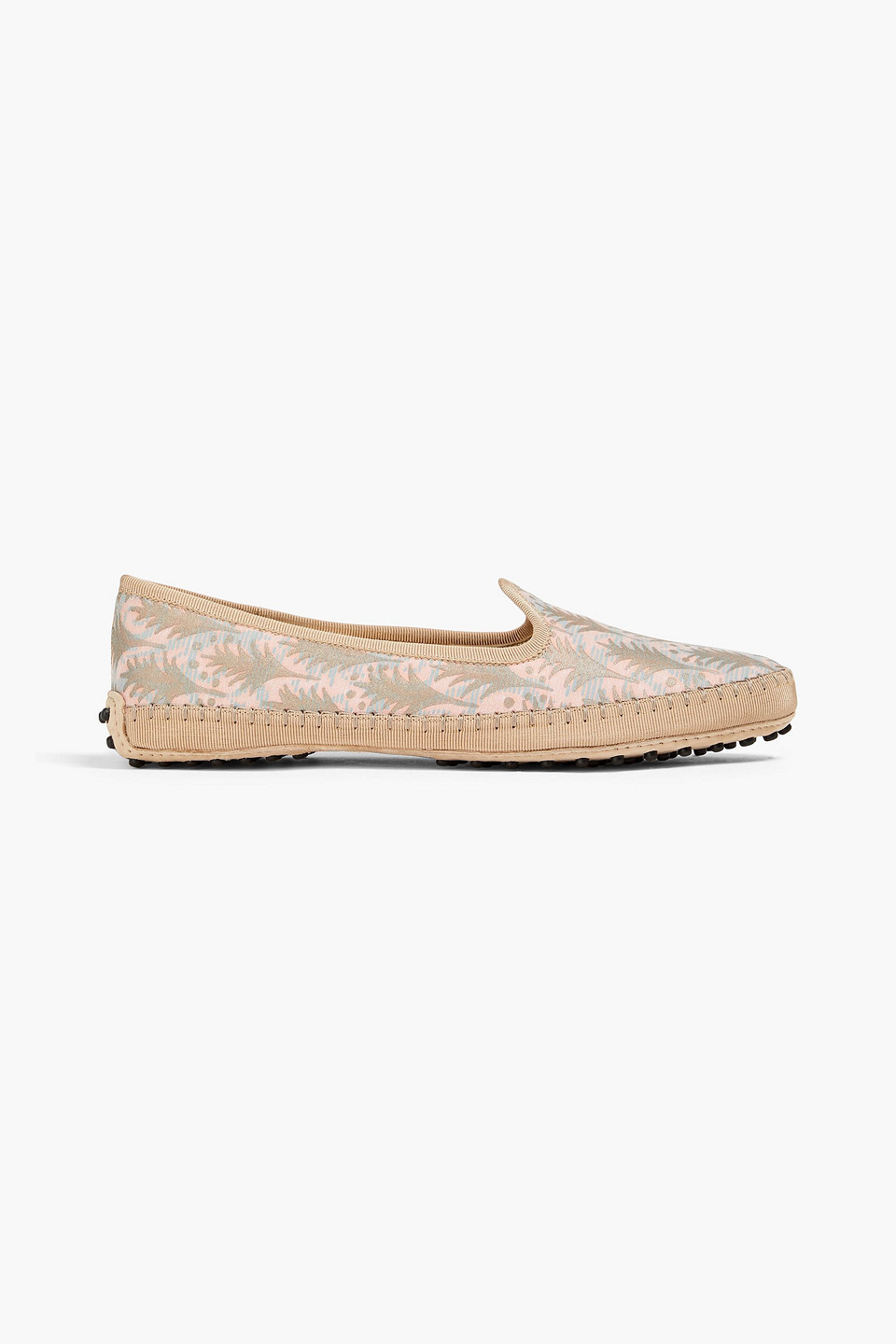 Tod's Gommino Printed Canvas Loafers In Baby Pink