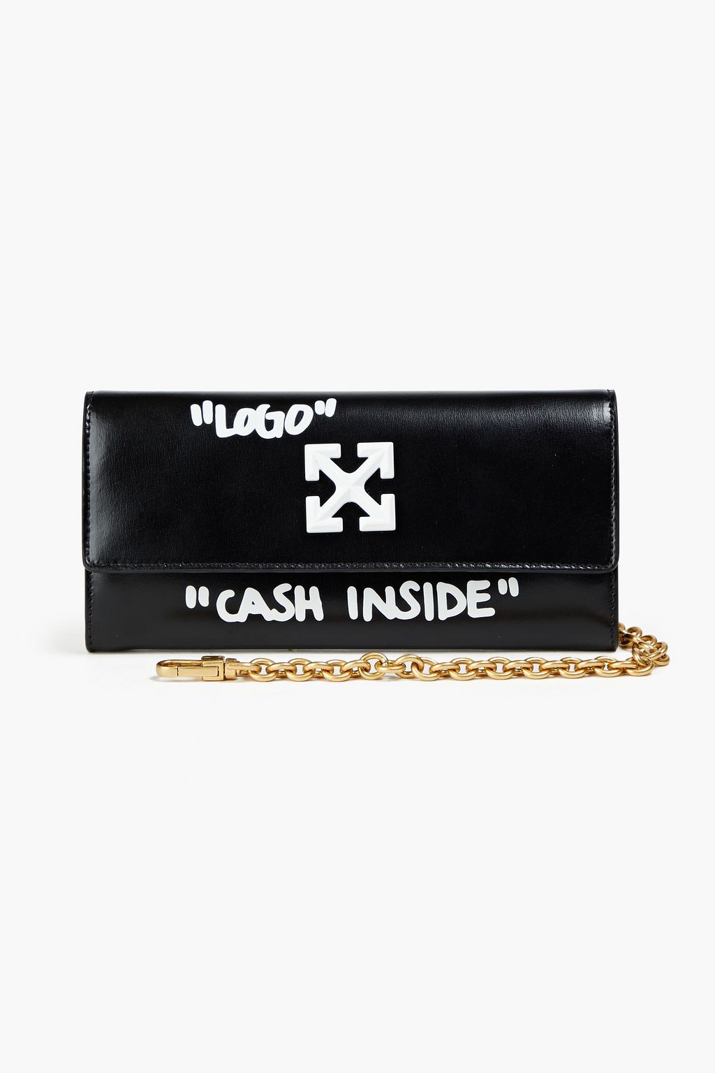 Off-White Black Leather Jitney Cash Inside Crossbody Bag Off