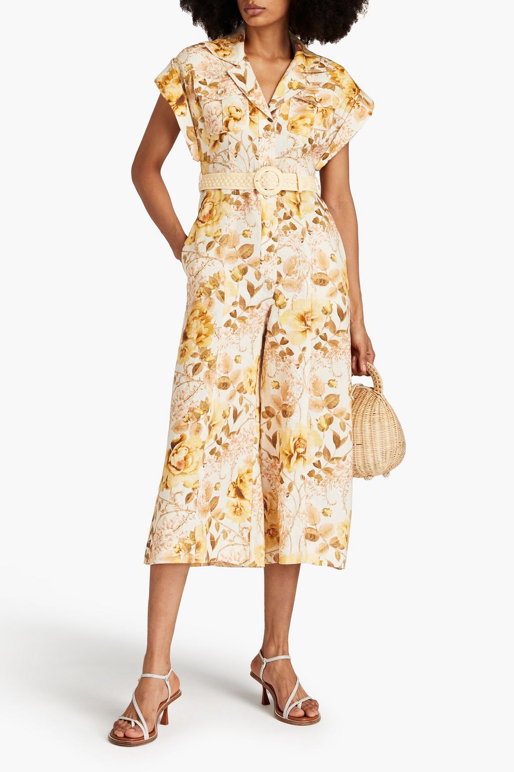 ZIMMERMANN Cropped floral-print linen jumpsuit