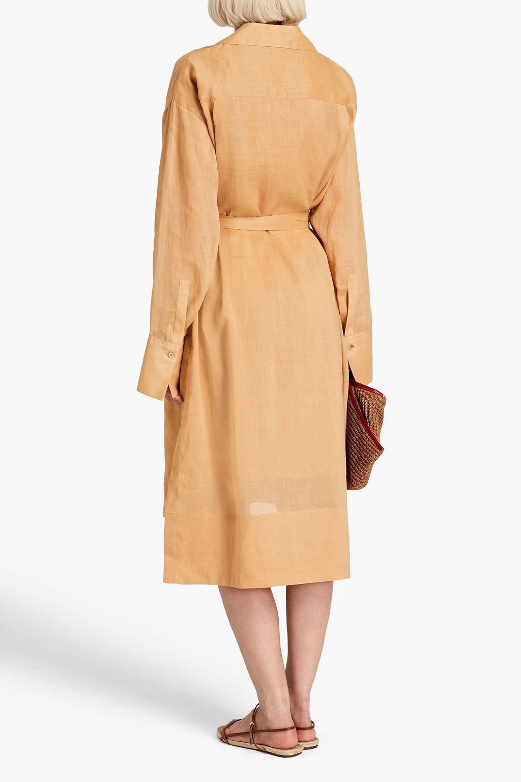 JOSEPH Darja belted ramie-voile midi dress