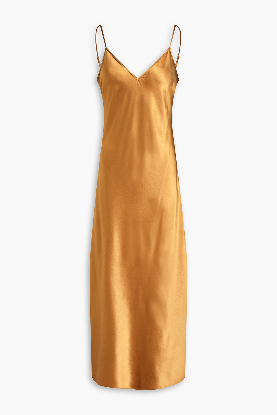 Joseph Clea Silk-satin Midi Slip Dress In Brown