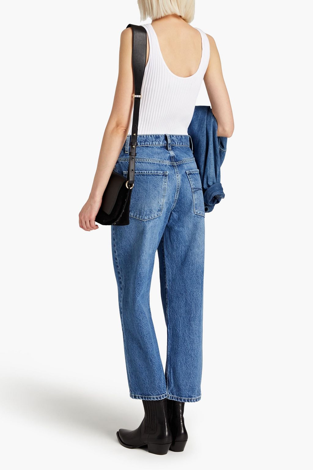 NOBODY DENIM بنطلون جينز ’لو’ قصير بقصّة أرجل واسعة وبخصر مرتفع