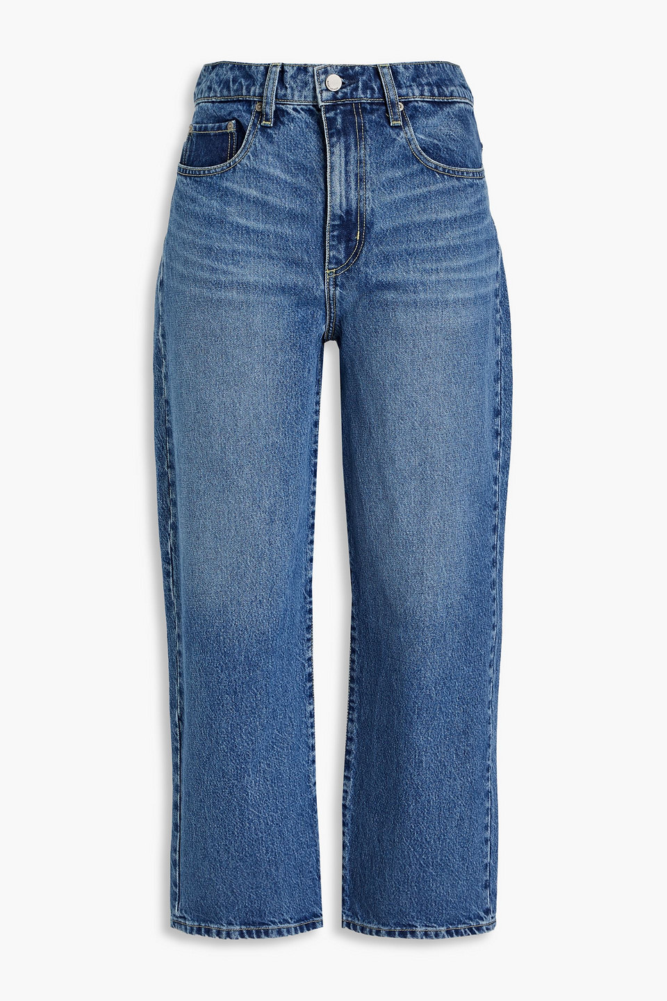 Nobody Denim Lou Cropped High-rise Wide-leg Jeans In Mid Denim