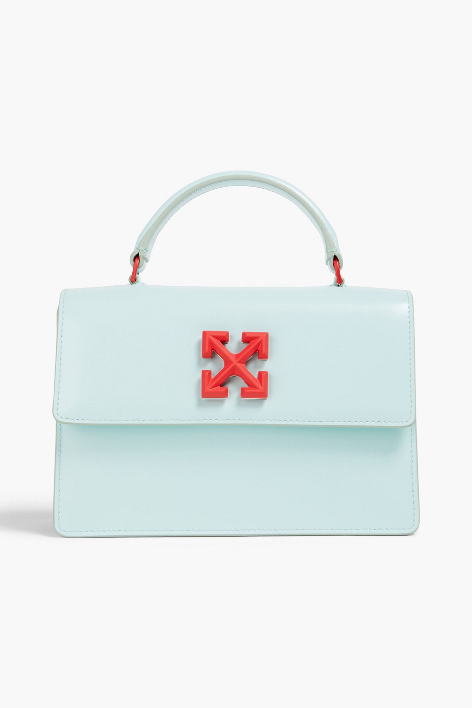 Off-white Jitney 1.4 Leather Tote In Sky Blue