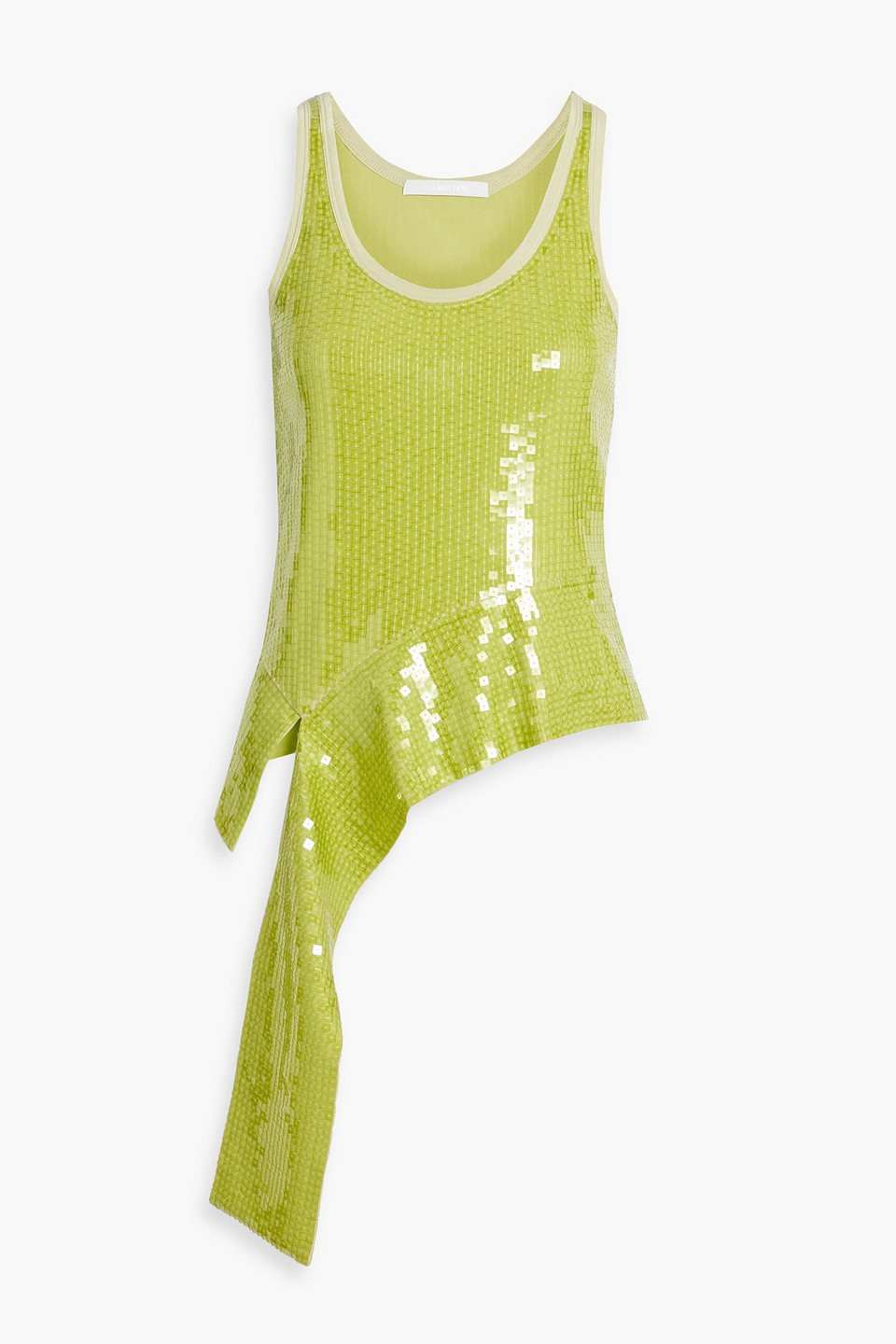 Helmut Lang Green Sequinned Tank Top In Lime Green