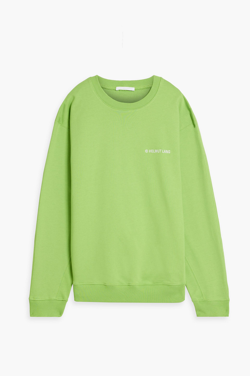 Helmut Lang Embroidered French Cotton-blend Terry Sweatshirt In Lime Green