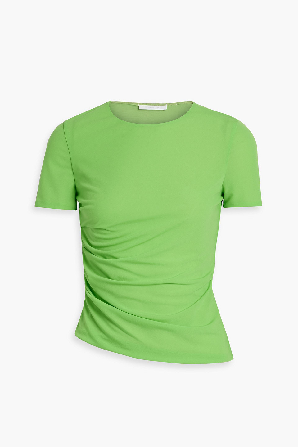 Shop Helmut Lang Ruched Crepe T-shirt In Bright Green