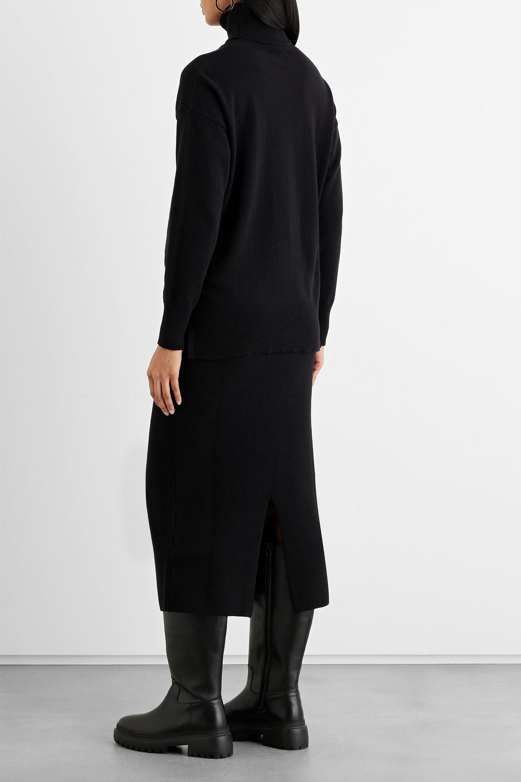 IRIS & INK Felice ribbed merino wool midi skirt